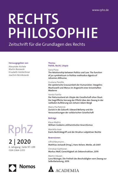 Cover of Volume: RphZ Rechtsphilosophie Volume 6 (2020), Edition 2