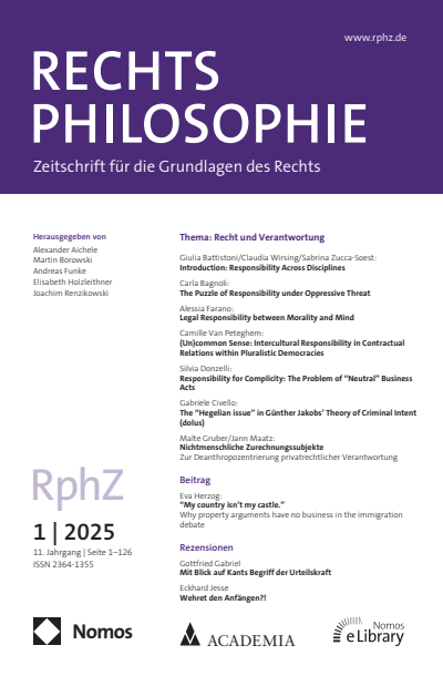Cover der Ausgabe: RphZ Rechtsphilosophie Jahrgang 11 (2025), Heft 1