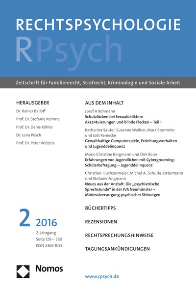 Cover of Volume: RPsych Rechtspsychologie Volume 2 (2016), Edition 2