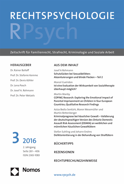 Cover of Volume: RPsych Rechtspsychologie Volume 2 (2016), Edition 3