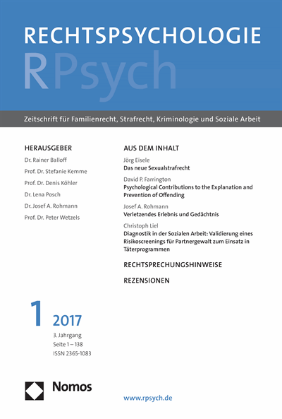 Cover of Volume: RPsych Rechtspsychologie Volume 3 (2017), Edition 1