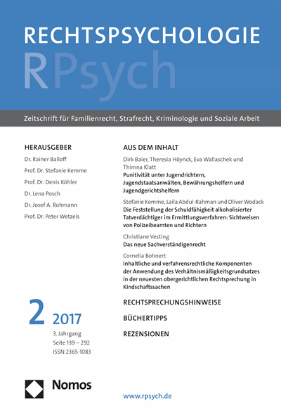 Cover of Volume: RPsych Rechtspsychologie Volume 3 (2017), Edition 2
