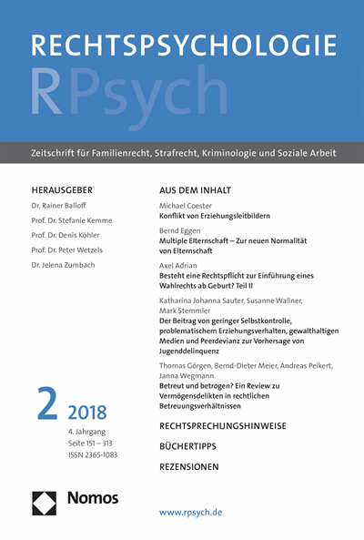 Cover of Volume: RPsych Rechtspsychologie Volume 4 (2018), Edition 2