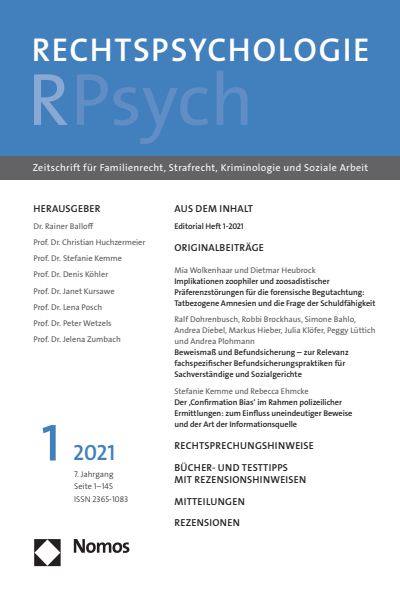 Cover of Volume: RPsych Rechtspsychologie Volume 7 (2021), Edition 1