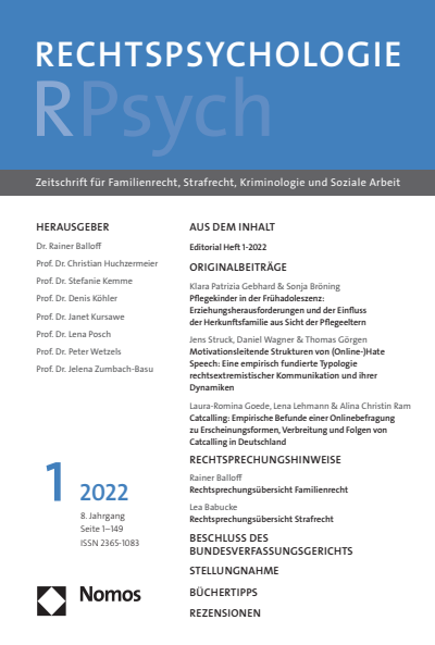Cover of Volume: RPsych Rechtspsychologie Volume 8 (2022), Edition 1