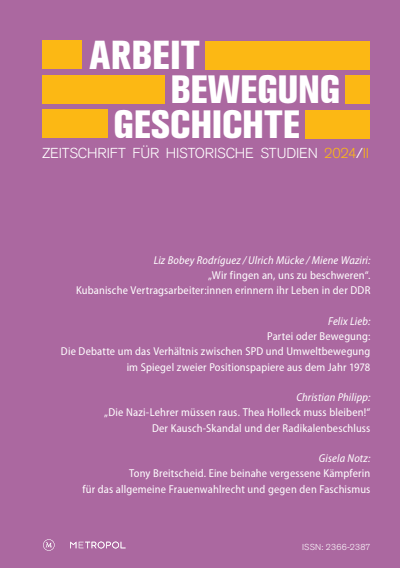 Cover der Ausgabe: Arbeit – Bewegung – Geschichte Jahrgang 23 (2024), Heft 2