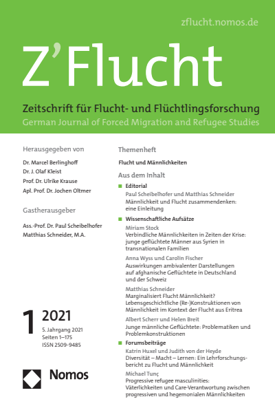 Cover der Ausgabe: Z'Flucht. Zeitschrift für Flucht- und Flüchtlingsforschung Jahrgang 5 (2021), Heft 1