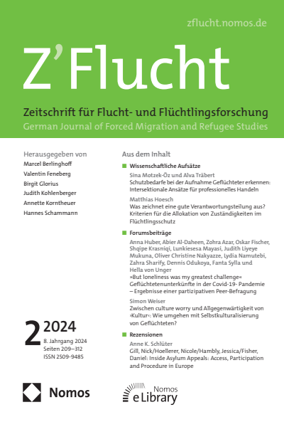 Cover der Ausgabe: Z'Flucht. Zeitschrift für Flucht- und Flüchtlingsforschung Jahrgang 8 (2024), Heft 2