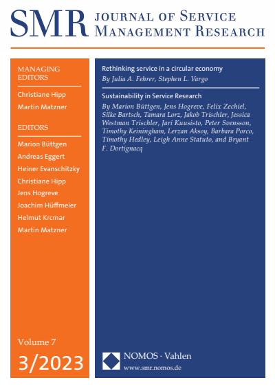 Cover der Ausgabe: SMR - Journal of Service Management Research Jahrgang 7 (2023), Heft 3