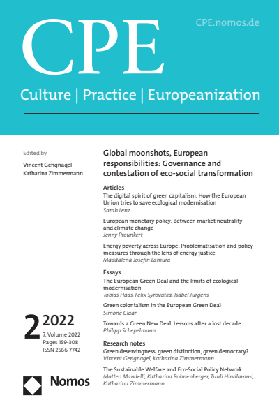 Cover der Ausgabe: Culture, Practice & Europeanization Jahrgang 7 (2022), Heft 2