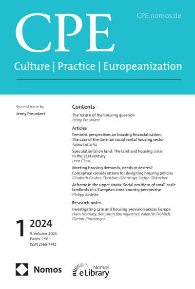 Cover der Ausgabe: Culture, Practice & Europeanization Jahrgang 9 (2024), Heft 1