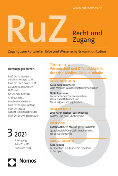 Cover der Ausgabe: RuZ - Recht und Zugang Jahrgang 2 (2021), Heft 3