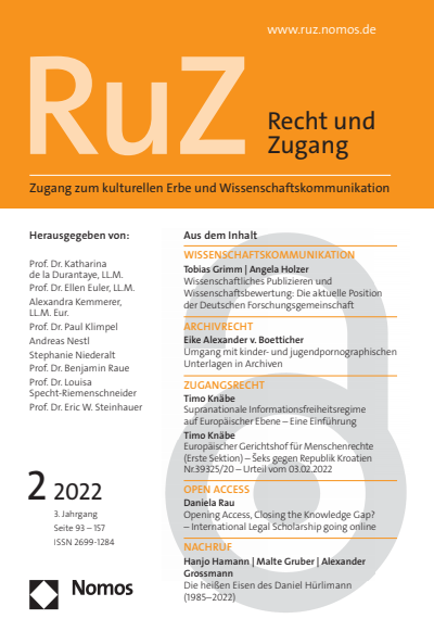Cover der Ausgabe: RuZ - Recht und Zugang Jahrgang 3 (2022), Heft 2