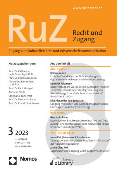 Cover der Ausgabe: RuZ - Recht und Zugang Jahrgang 4 (2023), Heft 3
