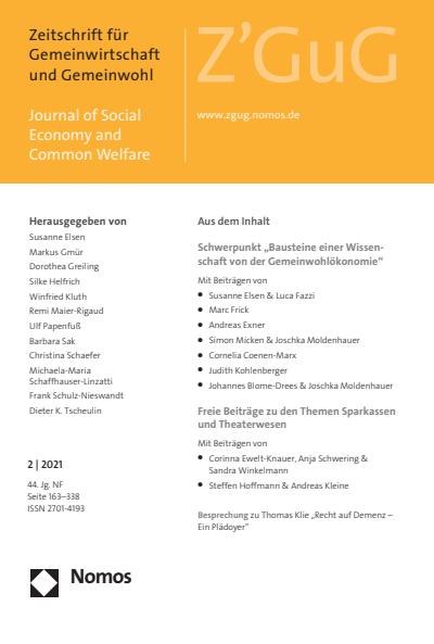 Cover der Ausgabe: Z'GuG Zeitschrift für Gemeinwirtschaft und Gemeinwohl Jahrgang 44 (2021), Heft 2