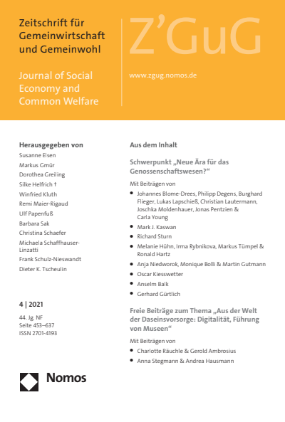Cover der Ausgabe: Z'GuG Zeitschrift für Gemeinwirtschaft und Gemeinwohl Jahrgang 44 (2021), Heft 4