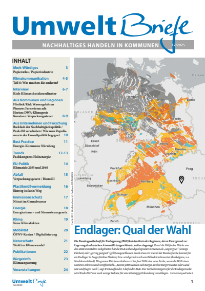 Cover der Ausgabe: UmweltBriefe Jahrgang 29 (2025), Heft 11
