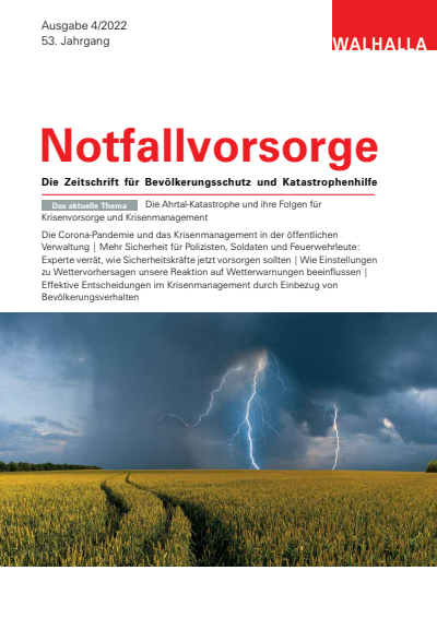 Cover der Ausgabe: Notfallvorsorge Jahrgang 53 (2022), Heft 4
