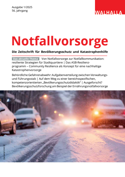 Cover der Ausgabe: Notfallvorsorge Jahrgang 56 (2025), Heft 1