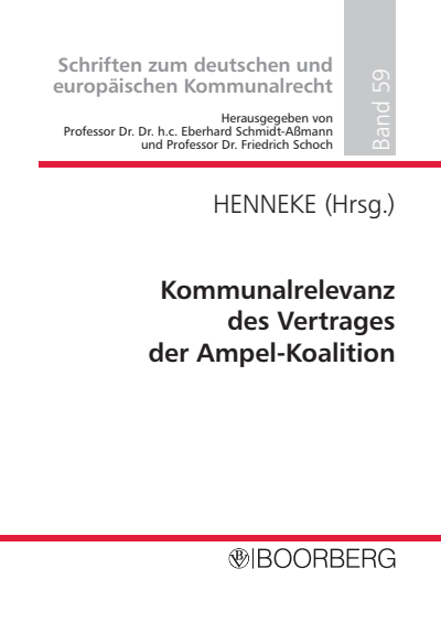 Cover des Buchs: Kommunalrelevanz des Vertrages der Ampel-Koalition