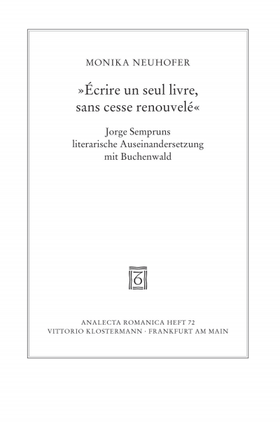 Cover des Buchs: "Écrire un seul livre, sans cesse renouvelé"