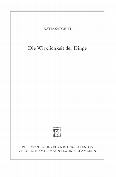 Cover des Buchs: Die Wirklichkeit der Dinge