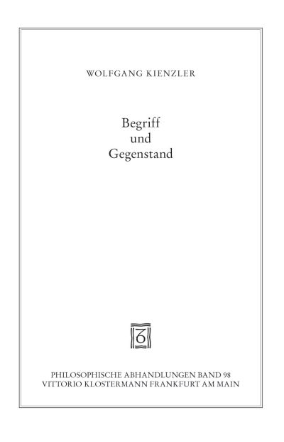 Cover des Buchs: Begriff und Gegenstand