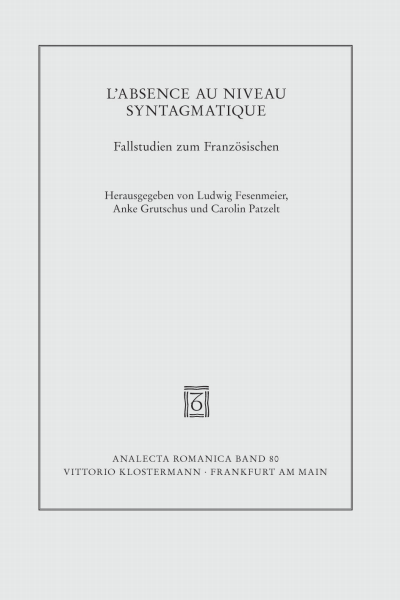 Cover des Buchs: L'absence au niveau syntagmatique