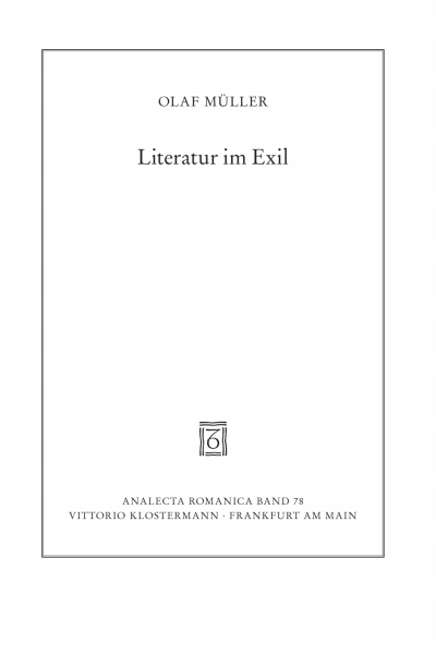 Cover des Buchs: Literatur im Exil