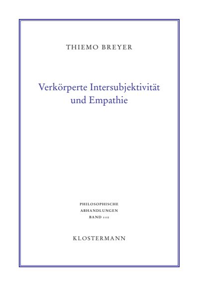 Cover des Buchs: Verkörperte Intersubjektivität und Empathie