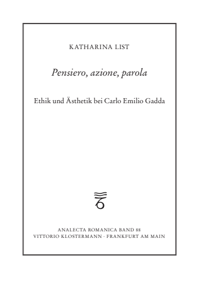 Cover des Buchs: Pensiero, azione, parola