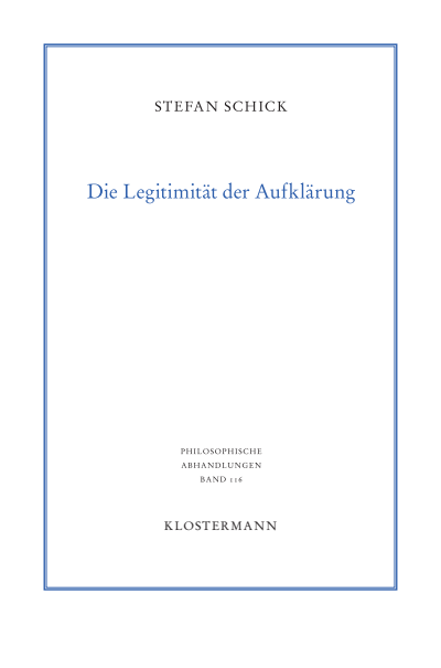 Cover des Buchs: Die Legitimität der Aufklärung