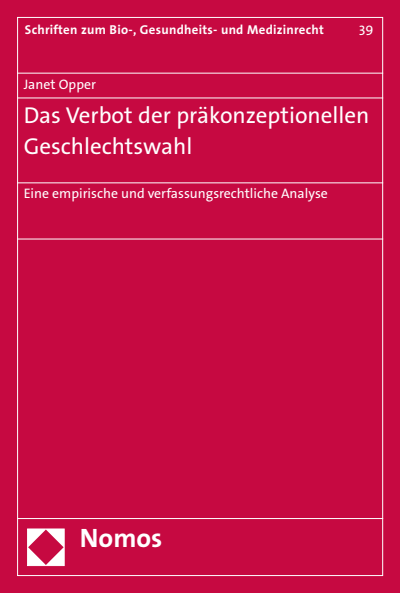Cover des Buchs: Das Verbot der präkonzeptionellen Geschlechtswahl
