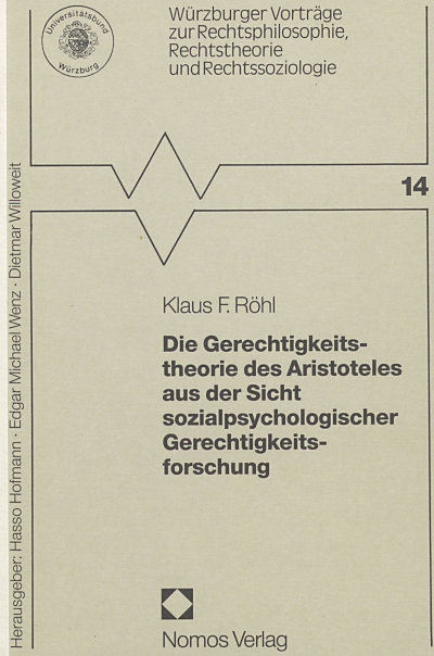 Cover des Buchs: Die Gerechtigkeitstheorie des Aristoteles aus der Sicht sozialpsychologischer Gerechtigkeitsforschung
