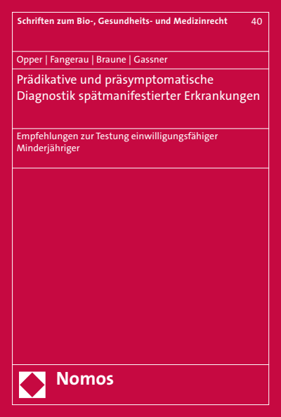 Cover des Buchs: Prädiktive und präsymptomatische Diagnostik spätmanifestierender Erkrankungen