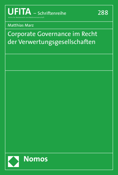 Cover des Buchs: Corporate Governance im Recht der Verwertungsgesellschaften