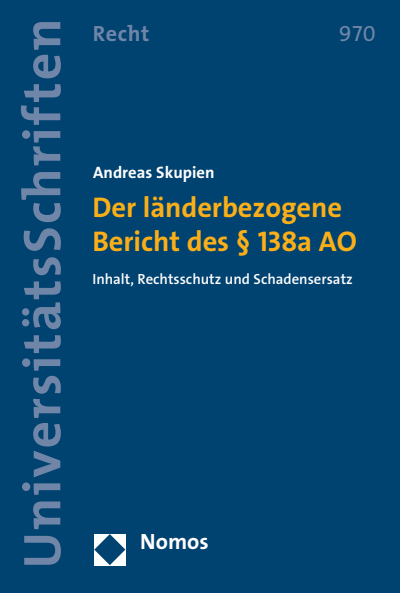 Cover des Buchs: Der länderbezogene Bericht des § 138a AO