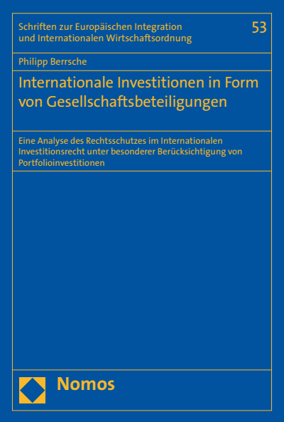 Cover of book: Internationale Investitionen in Form von Gesellschaftsbeteiligungen