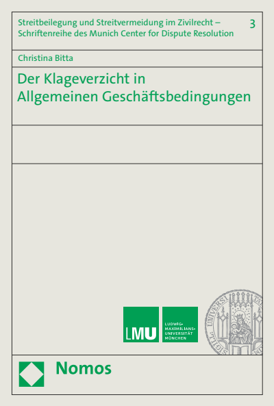 Cover des Buchs: Der Klageverzicht in Allgemeinen Geschäftsbedingungen