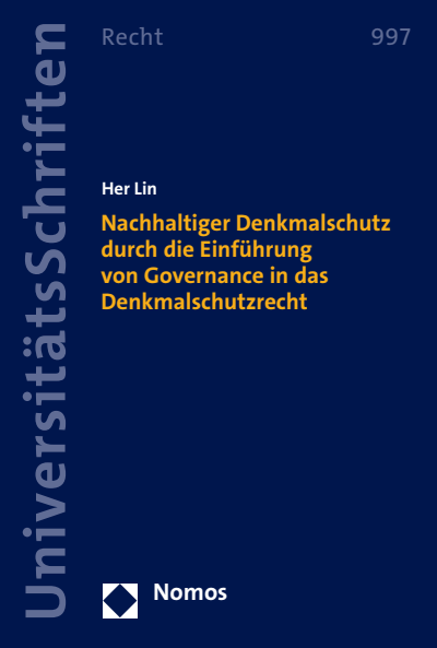 Cover des Buchs: Nachhaltiger Denkmalschutz durch die Einführung von Governance in das Denkmalschutzrecht