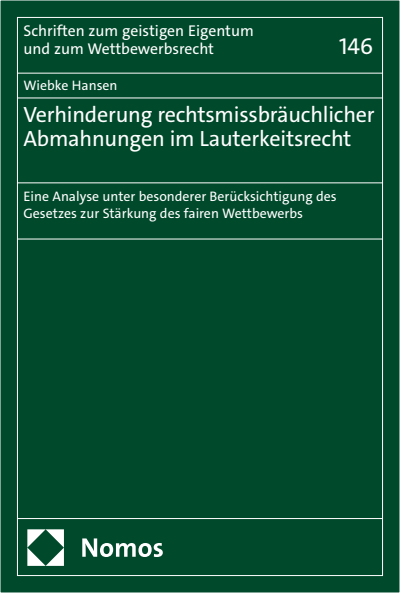 Cover des Buchs: Verhinderung rechtsmissbräuchlicher Abmahnungen im Lauterkeitsrecht