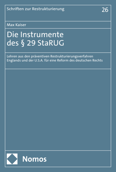 Cover des Buchs: Die Instrumente des § 29 StaRUG