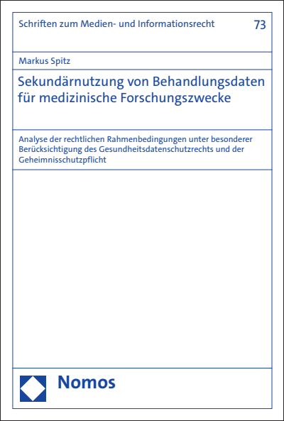 Cover des Buchs: Sekundärnutzung von Behandlungsdaten für medizinische Forschungszwecke