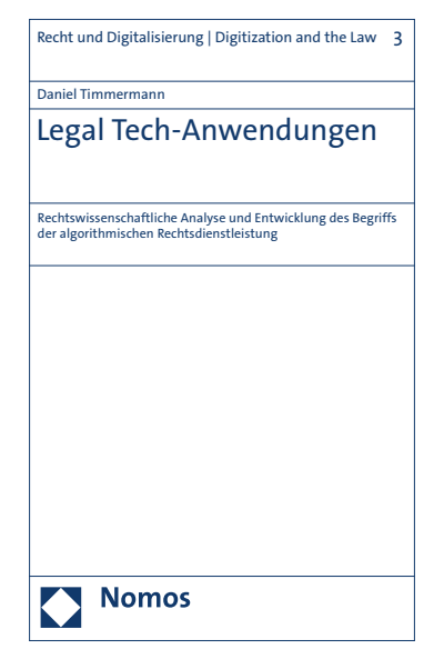 Cover des Buchs: Legal Tech-Anwendungen