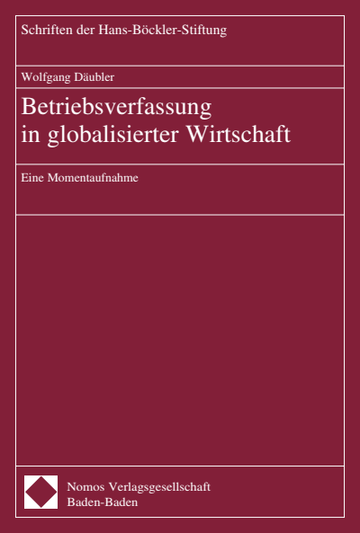 Cover des Buchs: Betriebsverfassung in globalisierter Wirtschaft
