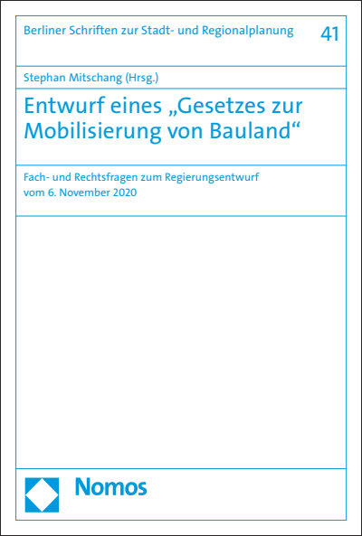 Cover des Buchs: Entwurf eines „Gesetzes zur Mobilisierung von Bauland"
