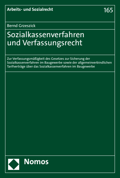 Cover of book: Sozialkassenverfahren und Verfassungsrecht