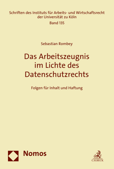 Cover des Buchs: Das Arbeitszeugnis im Lichte des Datenschutzrechts