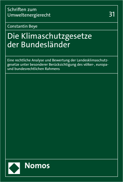 Cover of book: Die Klimaschutzgesetze der Bundesländer