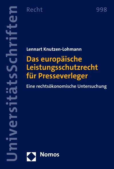 Cover des Buchs: Das europäische Leistungsschutzrecht für Presseverleger